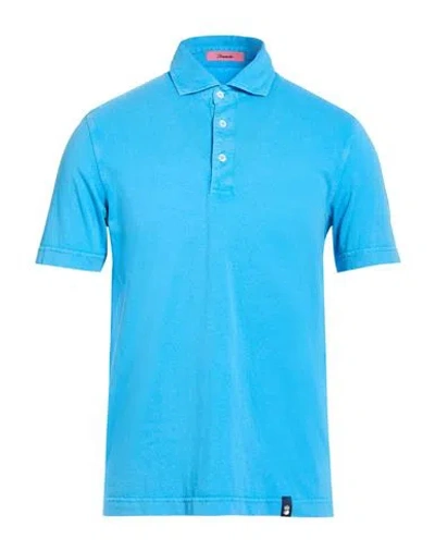 Drumohr Man Polo Shirt Azure Size Xl Cotton In Blue