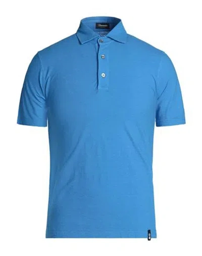 Drumohr Man Polo Shirt Blue Size S Cotton, Linen