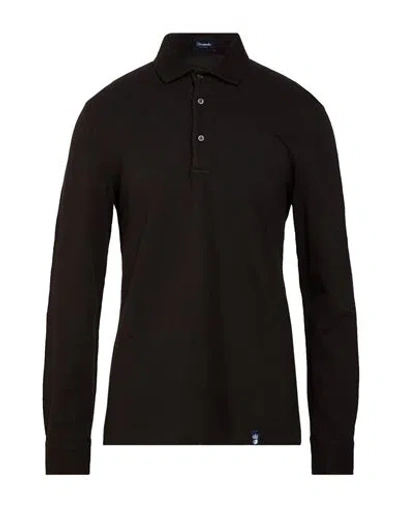 Drumohr Man Polo Shirt Dark Brown Size S Cotton