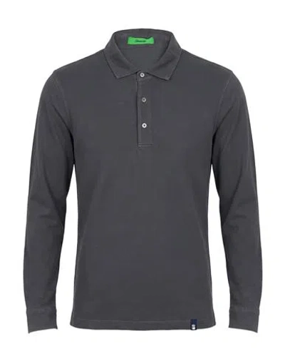 Drumohr Man Polo Shirt Gunmetal Size Xs Cotton In Gray