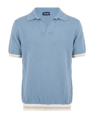 Drumohr Man Polo Shirt Light Blue Size 40 Cotton, Polyamide