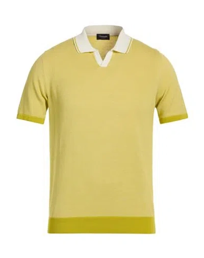 Drumohr Man Polo Shirt Lime Green Size 38 Cotton In Yellow