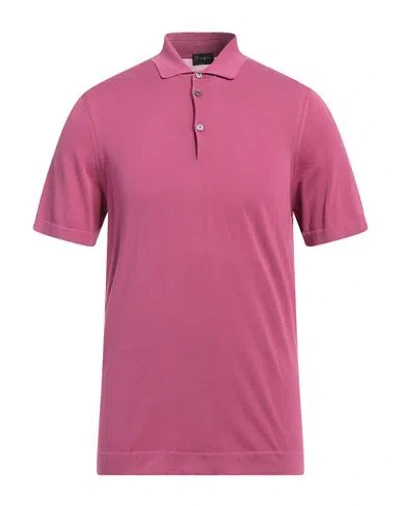 Drumohr Man Polo Shirt Magenta Size 38 Cotton
