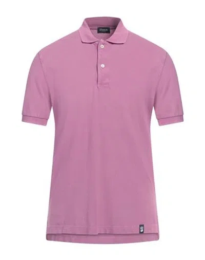 Drumohr Man Polo Shirt Mauve Size M Cotton In Purple
