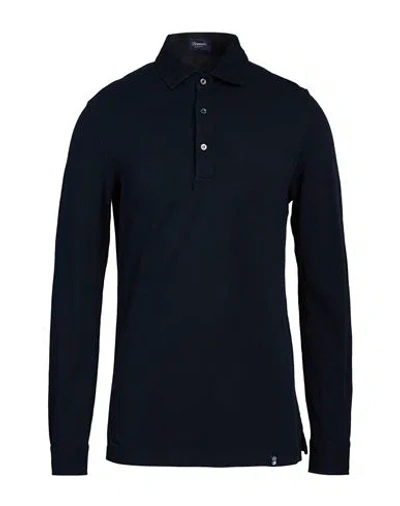 Drumohr Man Polo Shirt Midnight Blue Size S Cotton