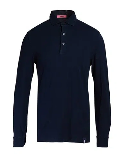 Drumohr Man Polo Shirt Midnight Blue Size Xs Cotton