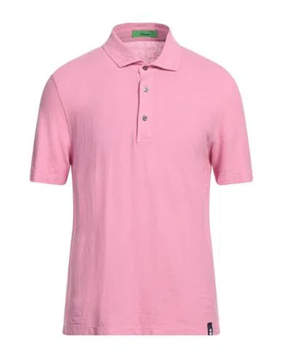 Drumohr Man Polo Shirt Pink Size Xl Cotton, Linen