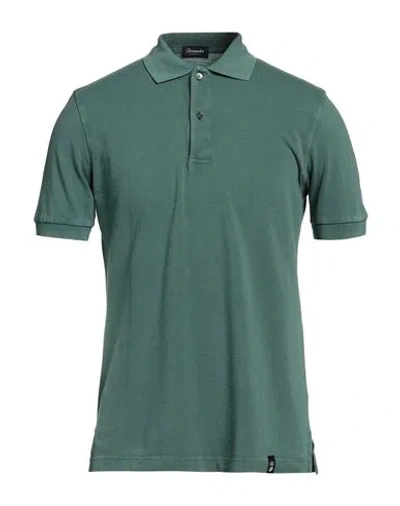 Drumohr Man Polo Shirt Sage Green Size M Cotton