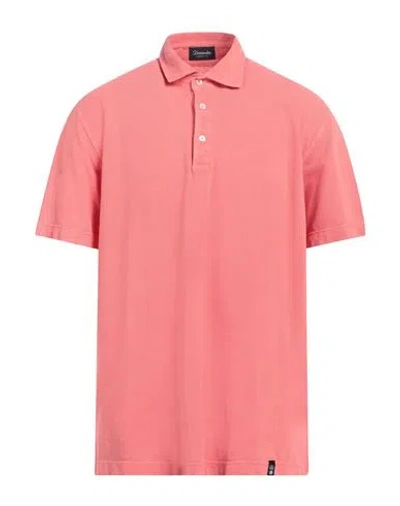 Drumohr Man Polo Shirt Salmon Pink Size 3xl Cotton