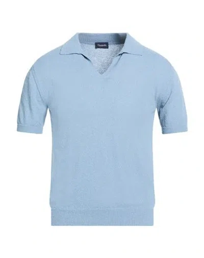 Drumohr Man Polo Shirt Slate Blue Size 40 Cotton, Polyamide