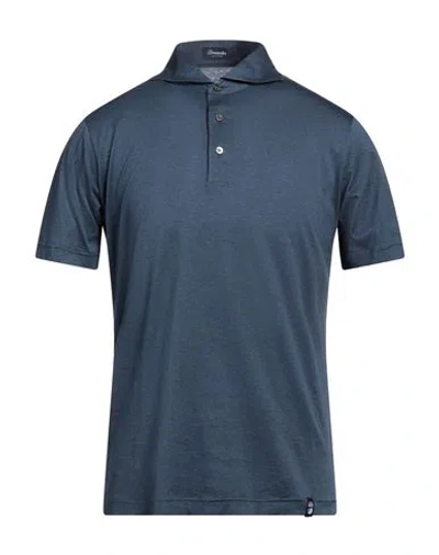 Drumohr Man Polo Shirt Slate Blue Size M Cotton