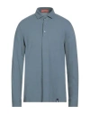 Drumohr Man Polo Shirt Slate Blue Size Xl Cotton