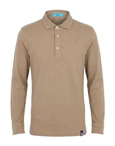Drumohr Man Polo Shirt Taupe Size L Cotton In Brown