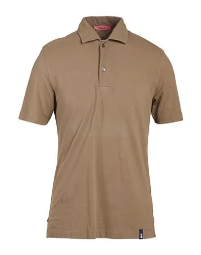 Drumohr Man Polo Shirt Taupe Size M Cotton In Brown