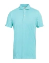 Drumohr Man Polo Shirt Turquoise Size S Cotton In Blue