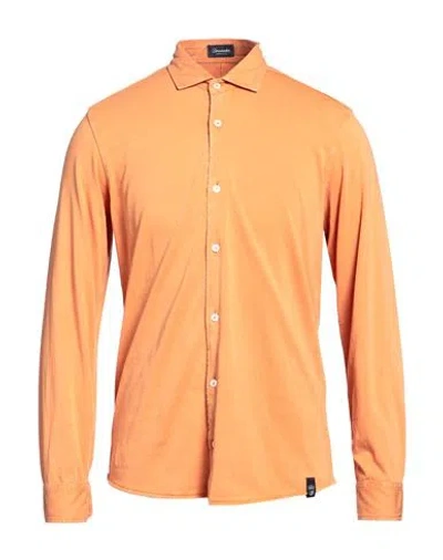Drumohr Man Shirt Apricot Size L Cotton In Orange