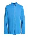 Drumohr Man Shirt Azure Size 4xl Cotton In Blue