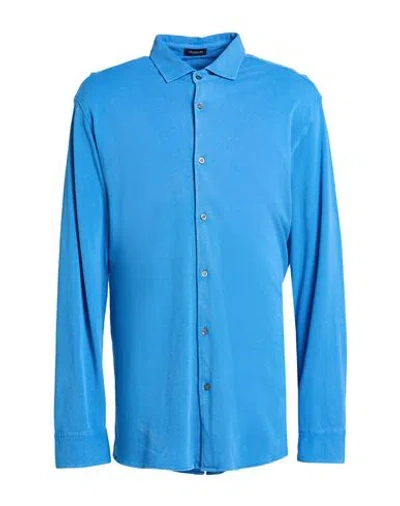 Drumohr Man Shirt Azure Size 4xl Cotton In Blue