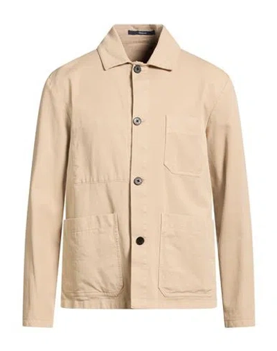 Drumohr Man Shirt Beige Size 44 Cotton, Elastane In Neutral