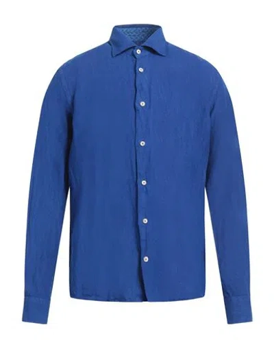 Drumohr Man Shirt Bright Blue Size Xl Linen
