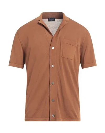 Drumohr Man Shirt Camel Size 40 Cotton In Brown