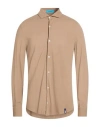 Drumohr Man Shirt Camel Size L Cotton In Sand