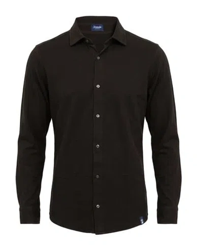 Drumohr Man Shirt Chocolate Brown Size S Cotton In Animal Print