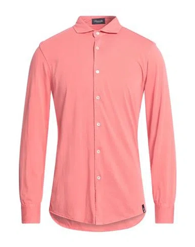 Drumohr Man Shirt Coral Size L Cotton In Red