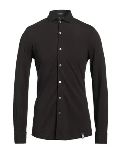 Drumohr Man Shirt Dark Brown Size Xl Cotton In Brown