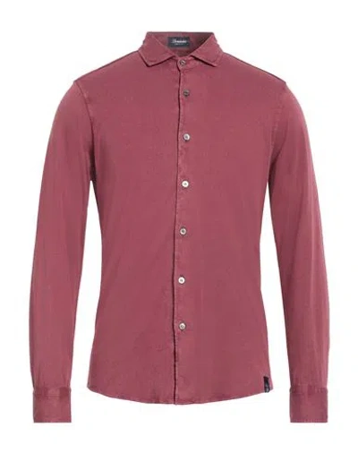 Drumohr Man Shirt Garnet Size M Cotton In Red