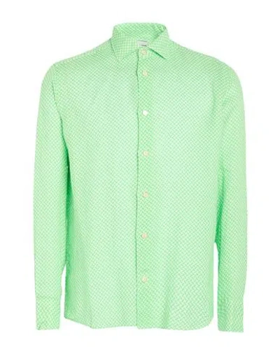 Drumohr Man Shirt Light Green Size M Linen