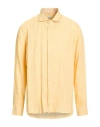 Drumohr Man Shirt Mandarin Size Xxl Linen In Yellow