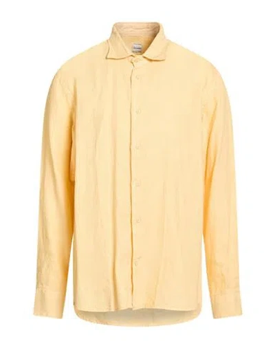 Drumohr Man Shirt Mandarin Size Xxl Linen In Yellow