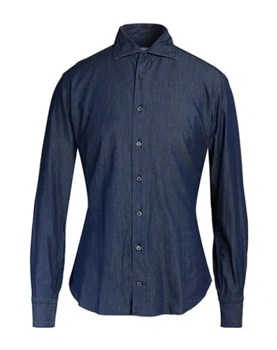 Drumohr Man Shirt Midnight Blue Size 15 ½ Cotton