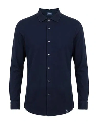 Drumohr Man Shirt Midnight Blue Size S Cotton