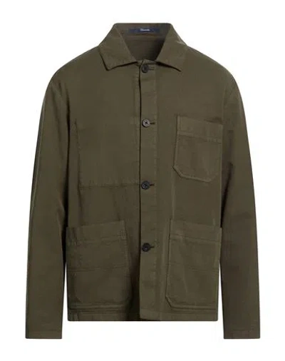 Drumohr Man Shirt Military Green Size 42 Cotton, Elastane