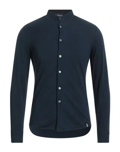 Drumohr Man Shirt Navy Blue Size S Cotton In Navy Blue