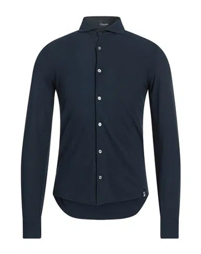 Drumohr Man Shirt Navy Blue Size Xs Cotton