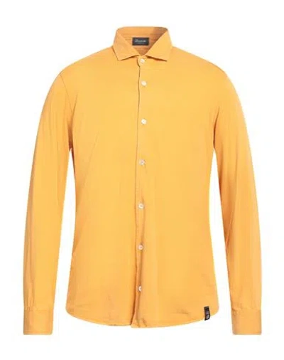 Drumohr Man Shirt Ocher Size Xl Cotton In Yellow