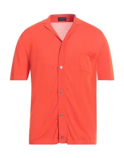 Drumohr Man Shirt Orange Size 38 Cotton