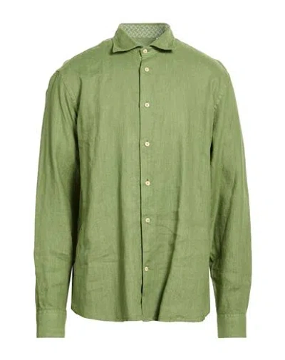 Drumohr Man Shirt Sage Green Size Xxl Linen