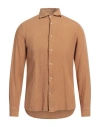 Drumohr Man Shirt Sand Size M Linen In Beige