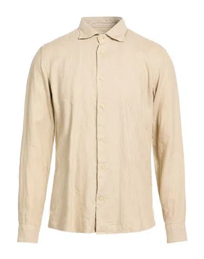 Drumohr Man Shirt Sand Size Xl Linen In Neutral