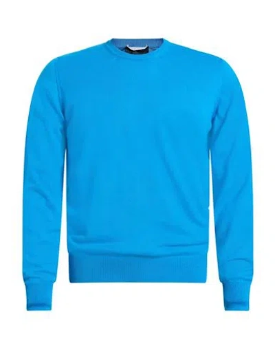 Drumohr Man Sweater Azure Size 38 Super 140s Wool In Blue
