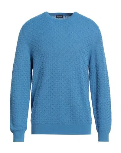 Drumohr Man Sweater Azure Size 40 Cotton In Blue
