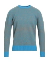Drumohr Man Sweater Azure Size 46 Lambswool In Blue