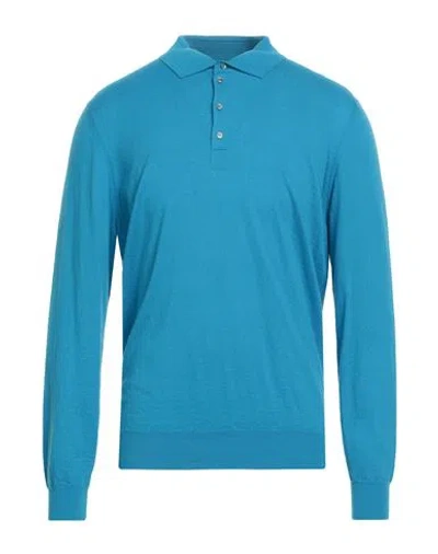 Drumohr Man Sweater Azure Size 42 Cashmere In Blue