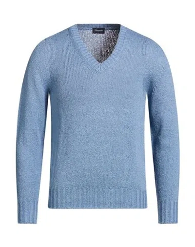 Drumohr Man Sweater Azure Size 44 Cotton In Blue