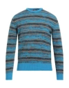 Drumohr Man Sweater Azure Size 44 Lambswool In Blue