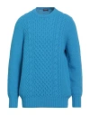 Drumohr Man Sweater Azure Size 46 Lambswool In Blue
